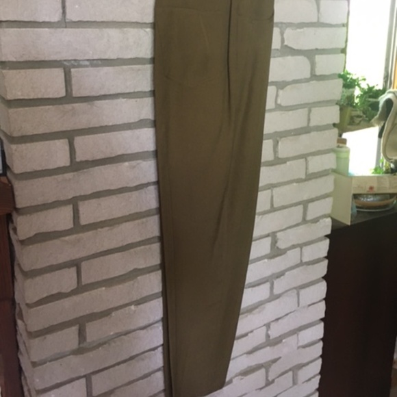 Vintage early 1990's Alfred Sung 2 piece pant-suit -'zoot. High-waisted. Khaki. - Picture 4 of 7